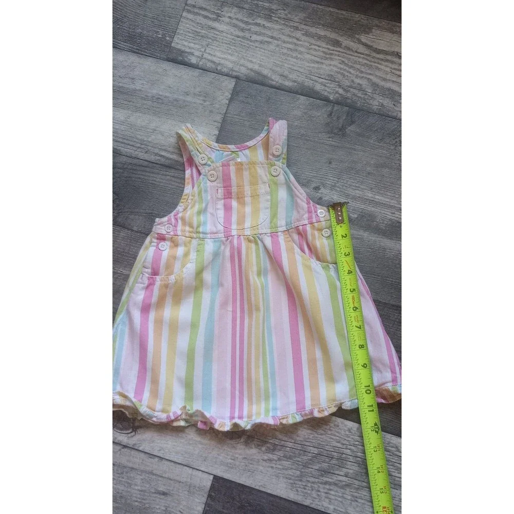 Gymboree Girls 12 - 18 Month 100% Cotton Pastel Rainbow Striped Overall Dress